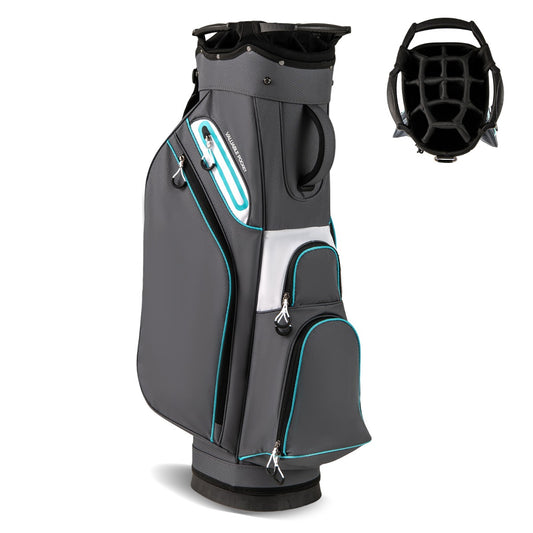 LIVSK Waterafstotende Golfbag - 14 Vakken - Inclusief Koeltas en Ritsregenhoes - Slijtvast Polyester - Grijs