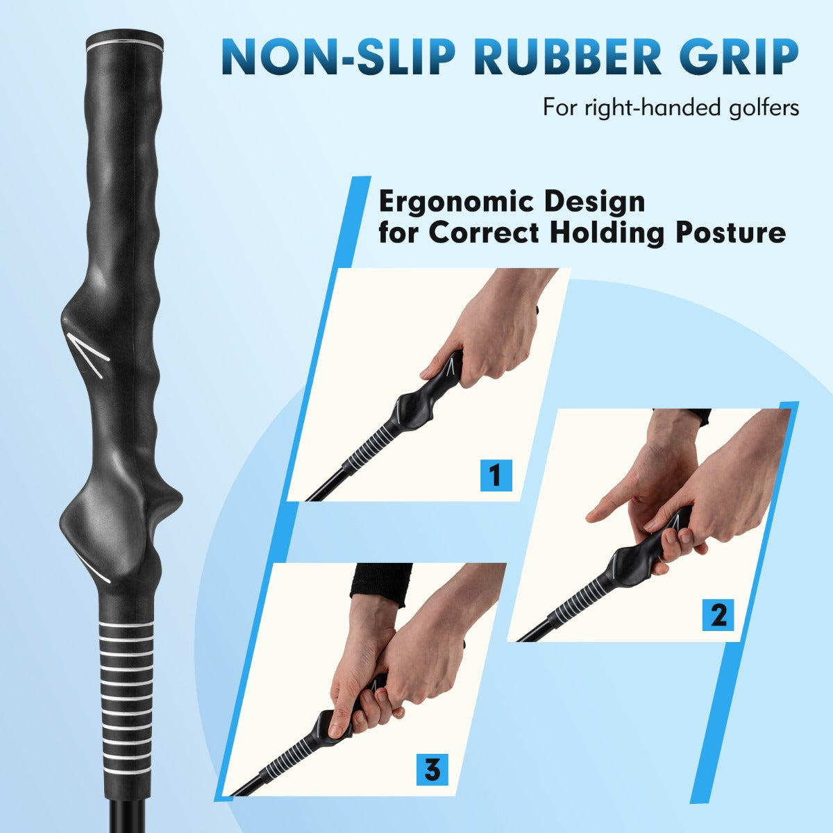 Livsk costway golfswingtrainer hulp 100 cm golftrainingshulp met verzwaarde kop voor grip grijs 5