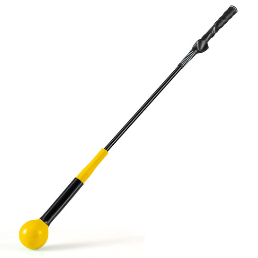 Livsk costway golfswingtrainer hulp 80 cm golftrainingshulp met verzwaarde kop voor grip geel