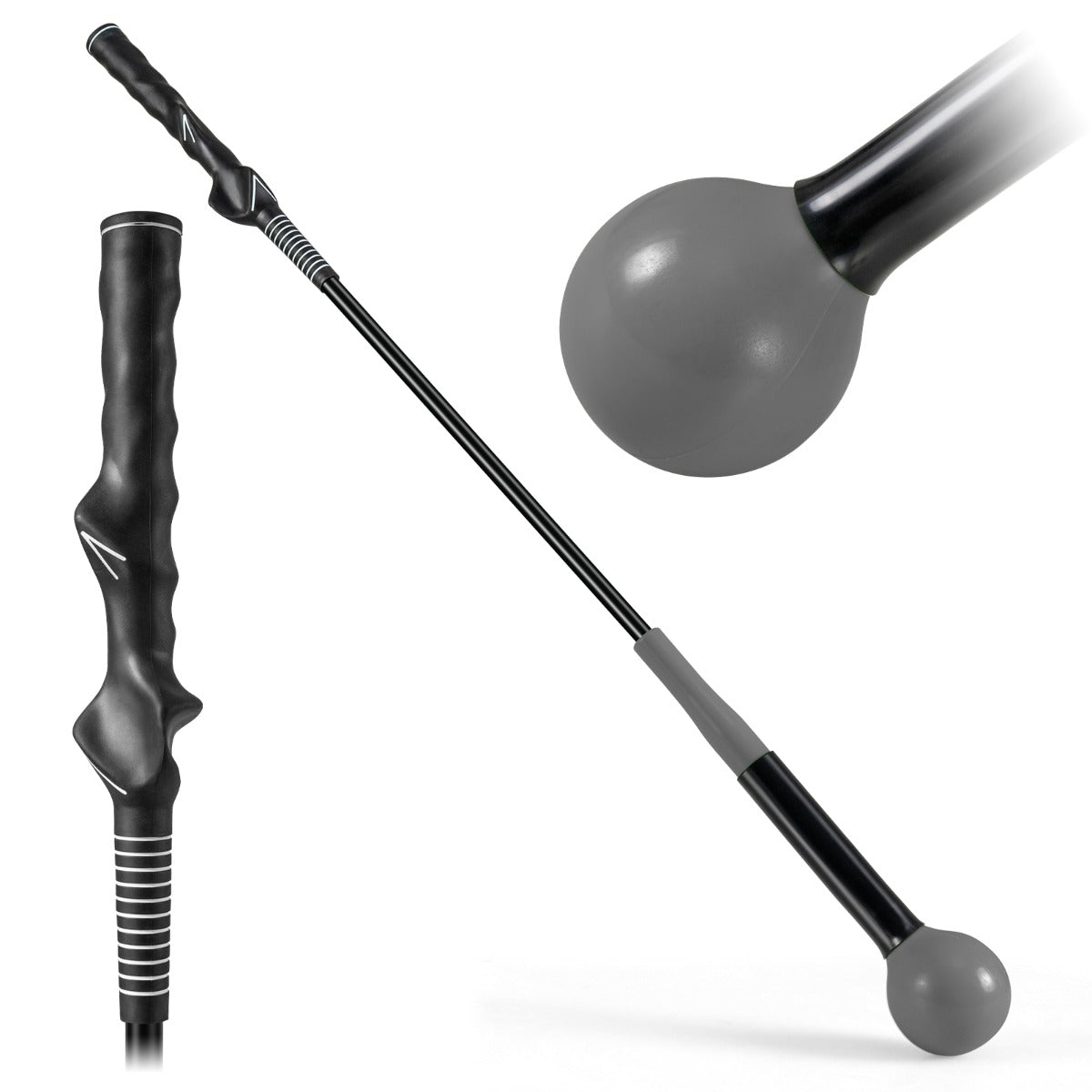 Livsk costway golfswingtrainer hulp 80 cm golftrainingshulp met verzwaarde kop voor grip grijs 1 3