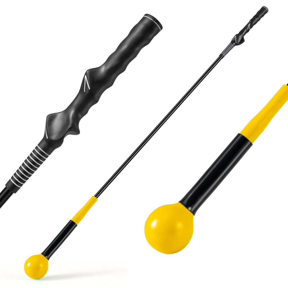 Livsk costway golfswingtrainer trainingsstick voor warming up met verzwaarde kop voor grip geel 1 1