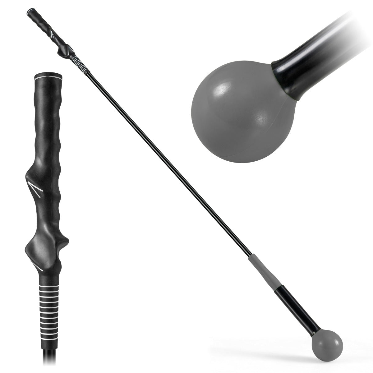 Livsk costway golfswingtrainer trainingsstick voor warming up met verzwaarde kop voor grip grijs 1 1