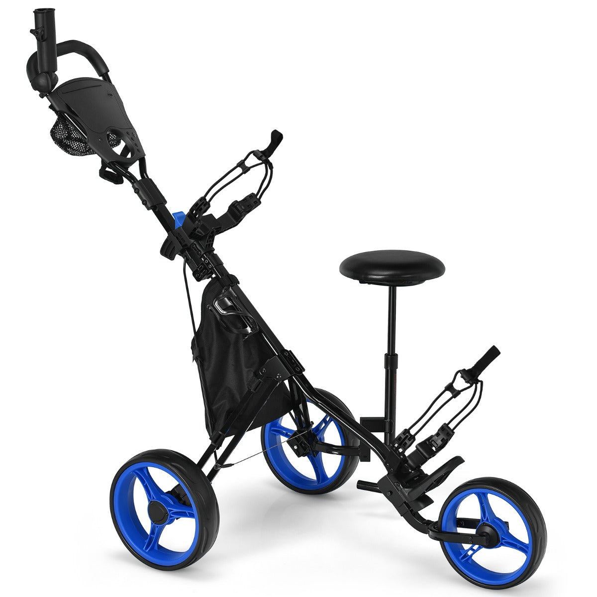 LIVSK Golftrolley Aluminium - Inklapbaar met Verstelbare Handgrepen - Parapluhouder - Opbergtas - Tot 100 kg - Groen