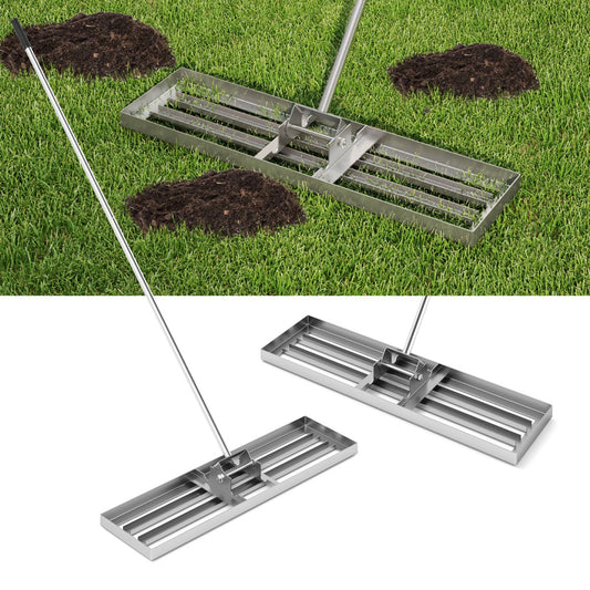 LIVSK Gazonhark met Ergonomisch Handvat - 91 x 25 cm Blad - Duurzaam Metaal - Eenvoudig Op te Bergen - Zilver
