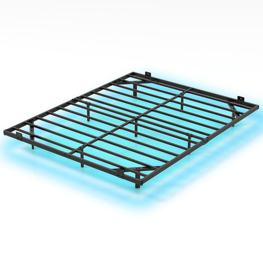 Livsk costway groot zwevend bedframe met ledverlichting modern metalen bedframe l