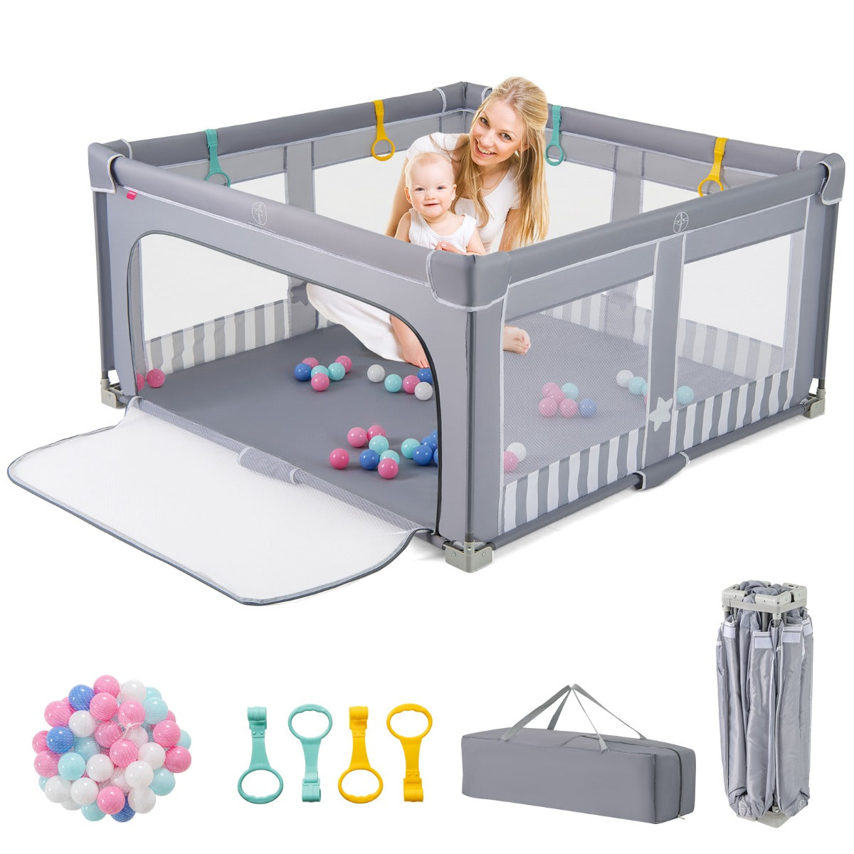 Livsk costway grote babybox 127 x 127 cm bpa vrije opvouwbare veiligheidsbox