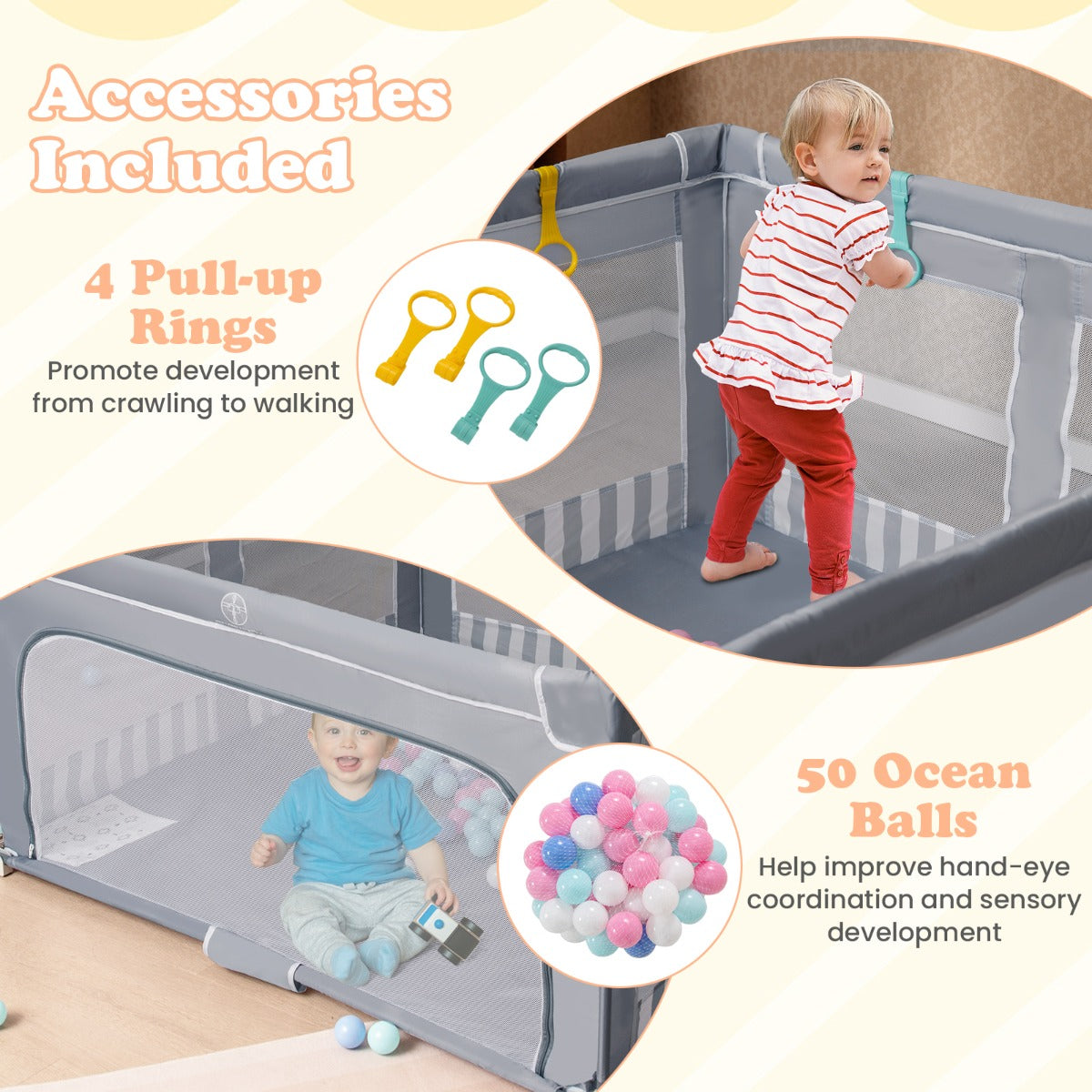 Livsk costway grote babybox 127 x 127 cm bpa vrije opvouwbare veiligheidsbox 3