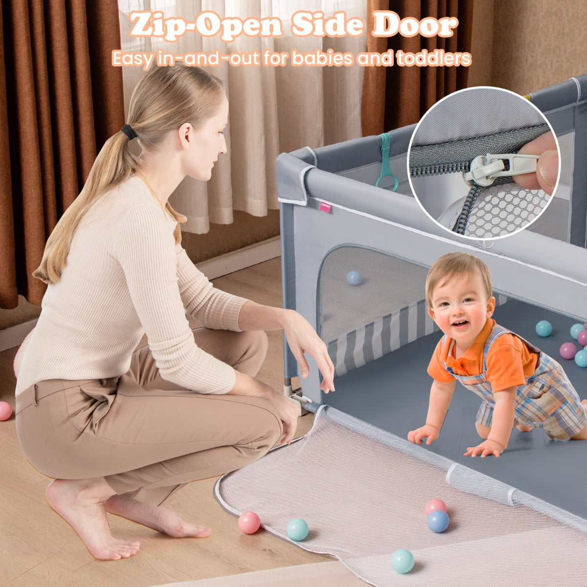 Livsk costway grote babybox 127 x 127 cm bpa vrije opvouwbare veiligheidsbox 4