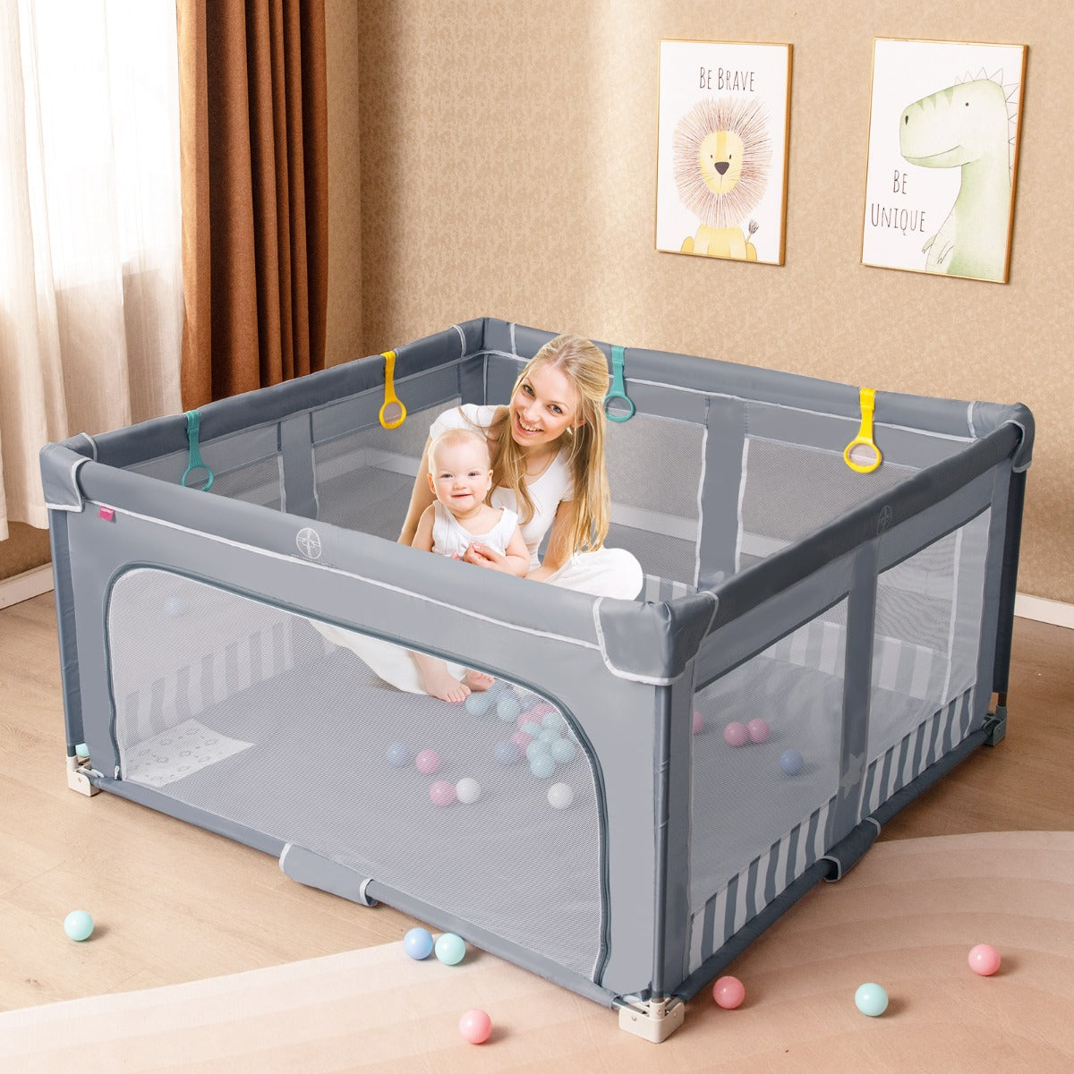 Livsk costway grote babybox 127 x 127 cm bpa vrije opvouwbare veiligheidsbox 6