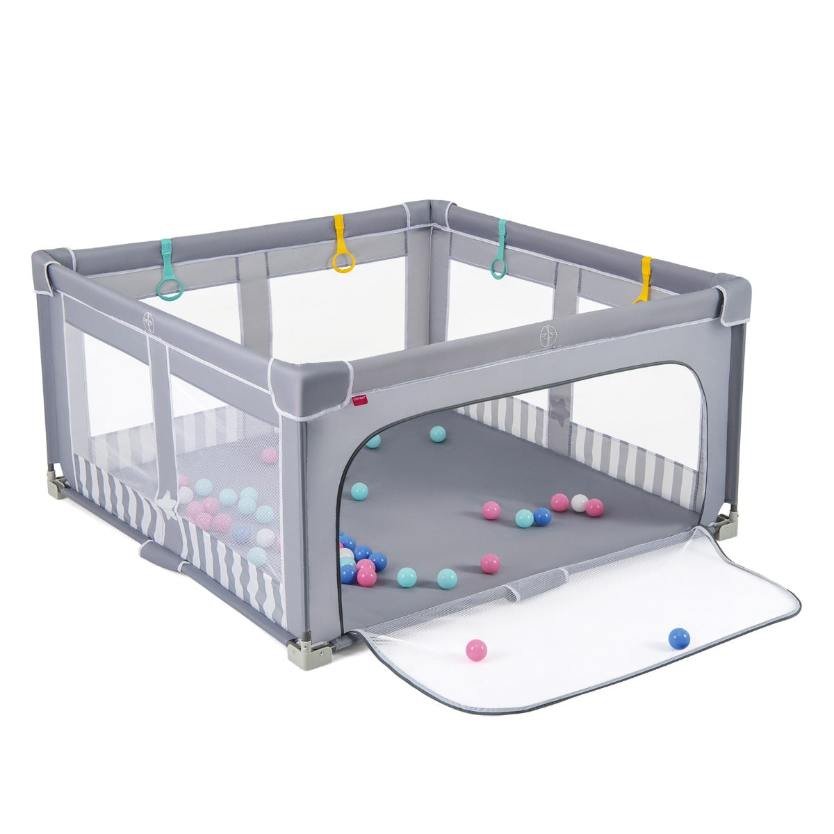 LIVSK Grote Babybox - Opvouwbaar met Anti-botsingsschuim - Inclusief 50 Zeeballen en 4 Hijsringen - 150 x 150 x 76,5 cm - Grijs