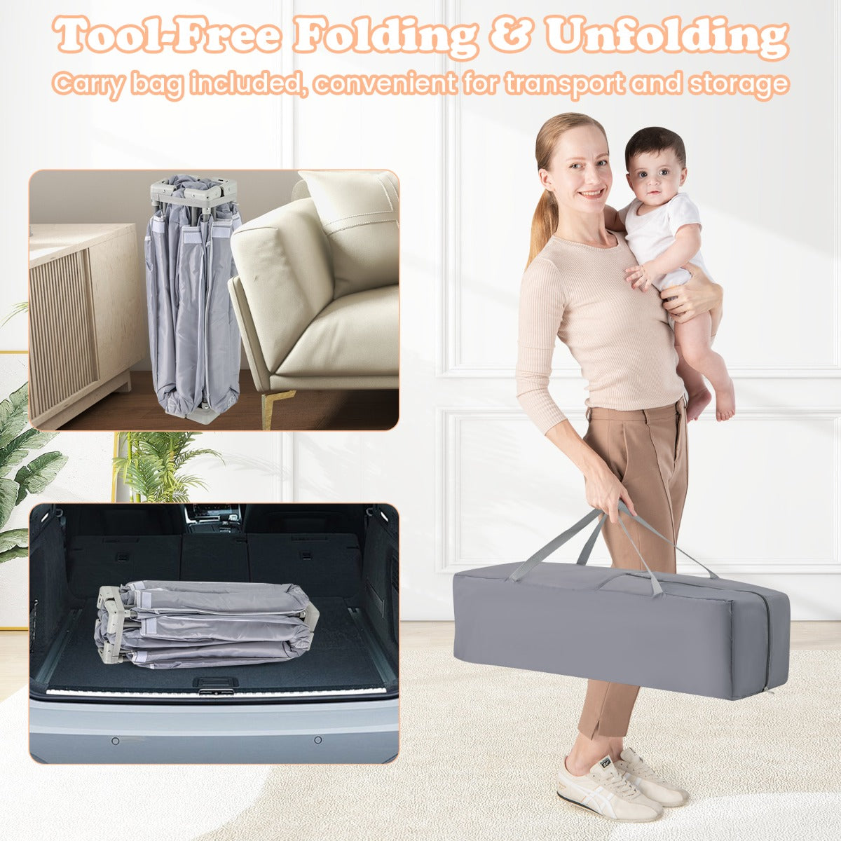 LIVSK Grote Babybox - Opvouwbaar met Anti-botsingsschuim - Inclusief 50 Zeeballen en 4 Hijsringen - 150 x 150 x 76,5 cm - Grijs