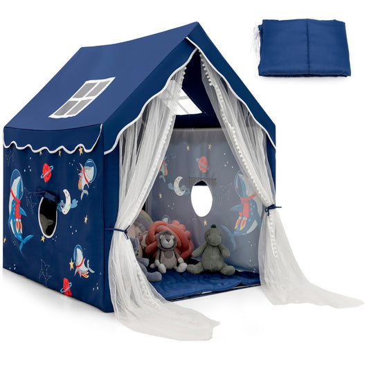 LIVSK Kinderspeeltent met Gewatteerde Mat - Ruimte voor 2-3 Kinderen - Mesh Ramen - Duurzaam PVC - 121 x 105 x 137 cm - Blauw