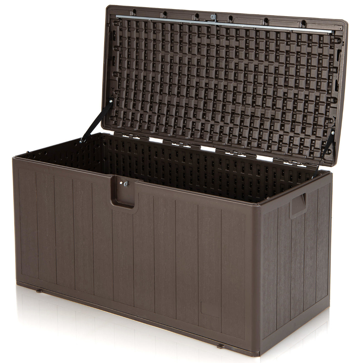LIVSK Opbergbox 400 L - Duurzaam HDPE - Zonbeschermend - Handgrepen - Eenvoudig te monteren - Bruin
