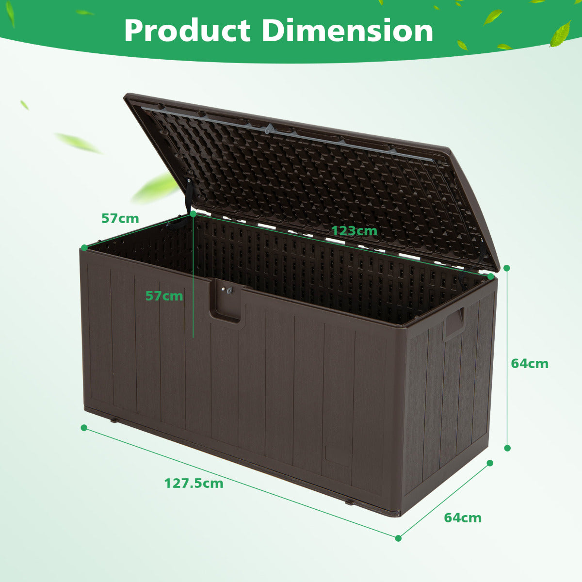 LIVSK Opbergbox 400 L - Duurzaam HDPE - Zonbeschermend - Handgrepen - Eenvoudig te monteren - Bruin