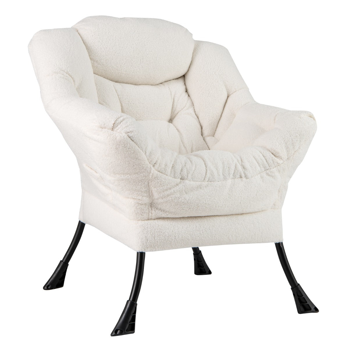 LIVSK Vrijetijdsstoel - Ergonomisch Design met Gewatteerde Rugleuning - Zijvak - Afneembare Bekleding - Tot 150 kg - Beige