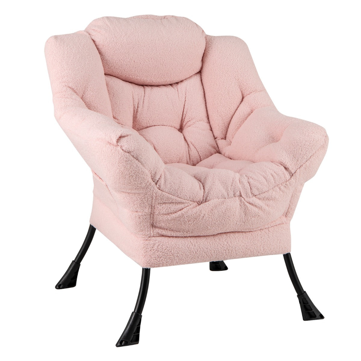 LIVSK Vrijetijdsstoel - Ergonomisch Ontwerp met Sherpa Bekleding - Metalen Frame - Zijvak - Tot 150 kg - Beige