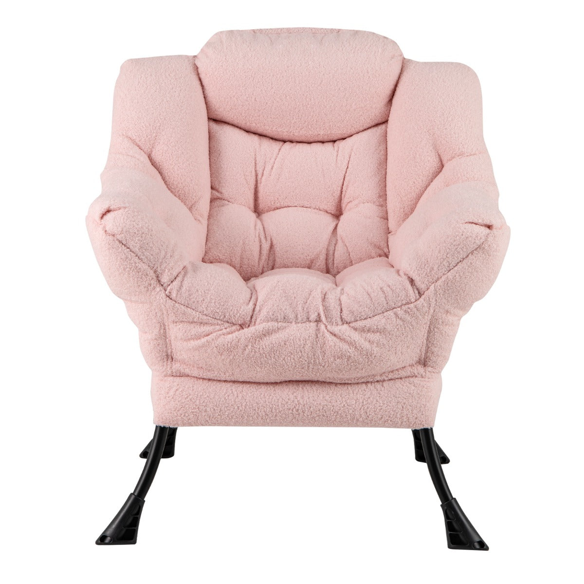 LIVSK Vrijetijdsstoel - Ergonomisch Ontwerp met Sherpa Bekleding - Metalen Frame - Zijvak - Tot 150 kg - Beige