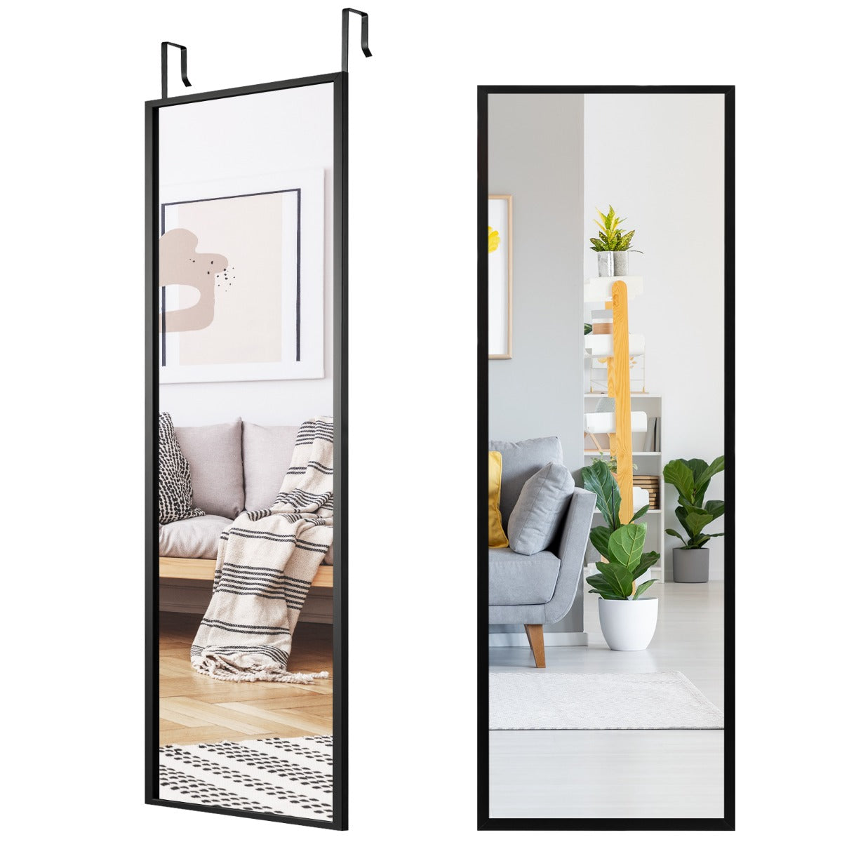 LIVSK Verstelbare Wandspiegel - Hoge Definitie Glas - Veilig Ijzeren Frame - Ruimtebesparend - 107 x 36,5 cm - Zwart