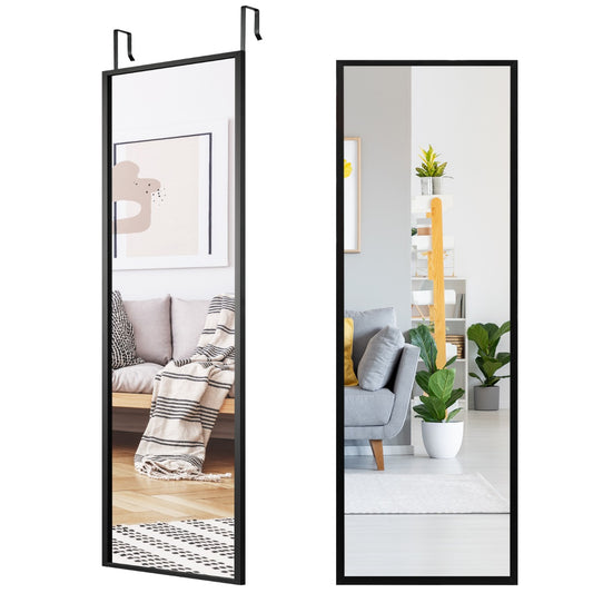 LIVSK Verstelbare Wandspiegel - Hoge Definitie Glas - Veilig Ijzeren Frame - Ruimtebesparend - 107 x 36,5 cm - Zwart