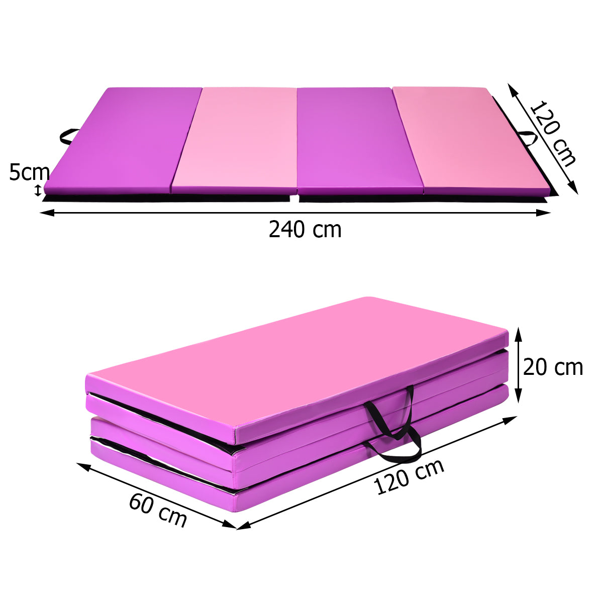 LIVSK 4-panelen opvouwbare gymnastiekmat - Dikke EPE-schuim - Antislip PU-leren oppervlak - Lichtgewicht met draaghandvatten -