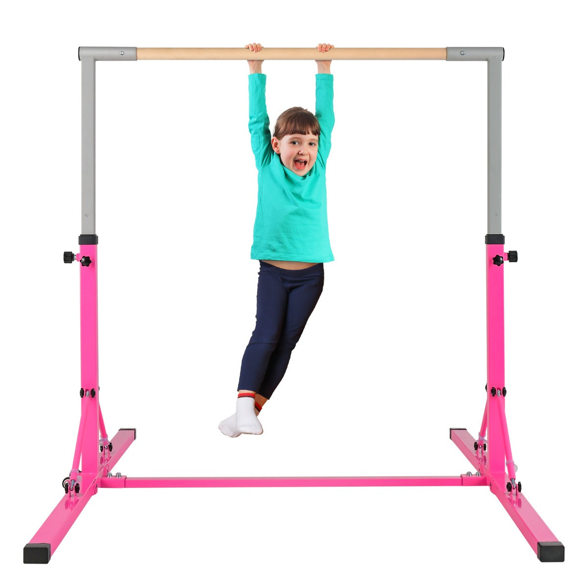 Livsk costway gymnastiekturnrek turnrek in hoogte verstelbaar turnstangen tot 100 kg belastbaar oefenstang voor binnen thuistraining roze
