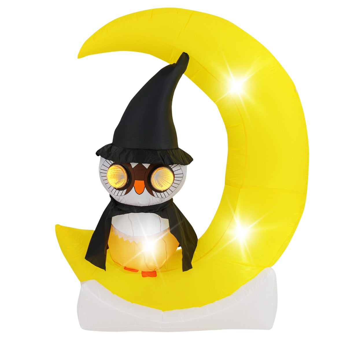 LIVSK Opblaasbare Halloween Uil op Maan - 3 LED-lampjes - Ingebouwde Blower - Weerbestendig - 130 x 60 x 155 cm - Zoals afgebeeld