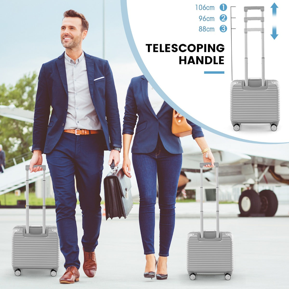 LIVSK Lichtgewicht Handbagage op Wieltjes - 34 Liter - Uitneembare Laptopsleeve - TSA-slot - 360° Zwenkwielen - Zilver