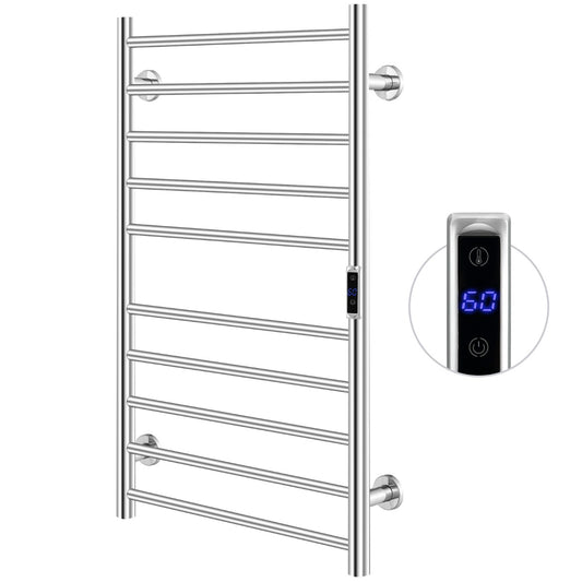 Livsk costway handdoekenwarmere elektrisch 120 w 15 minuten tot 60 c 8 uur timer en oververhittingsbeveiliging met led display 53 x 11 x 86 cm