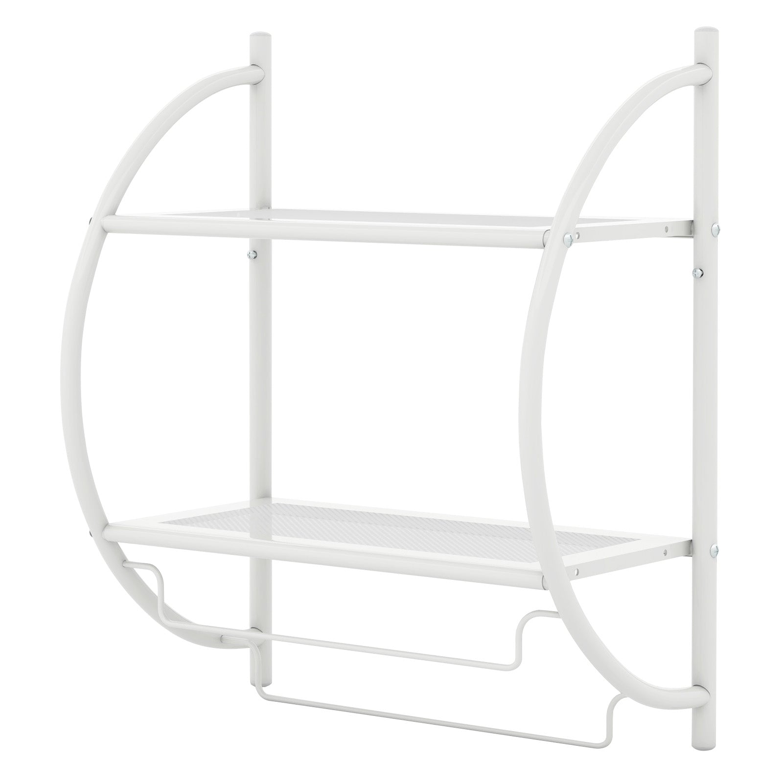 LIVSK Handdoekhouder Badkamer - Metaal - Wandmontage met 2 Planken en 2 Handdoekstangen - 45 x 25,5 x 55 cm - Wit