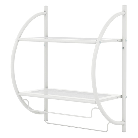 LIVSK Handdoekhouder Badkamer - Metaal - Wandmontage met 2 Planken en 2 Handdoekstangen - 45 x 25,5 x 55 cm - Wit
