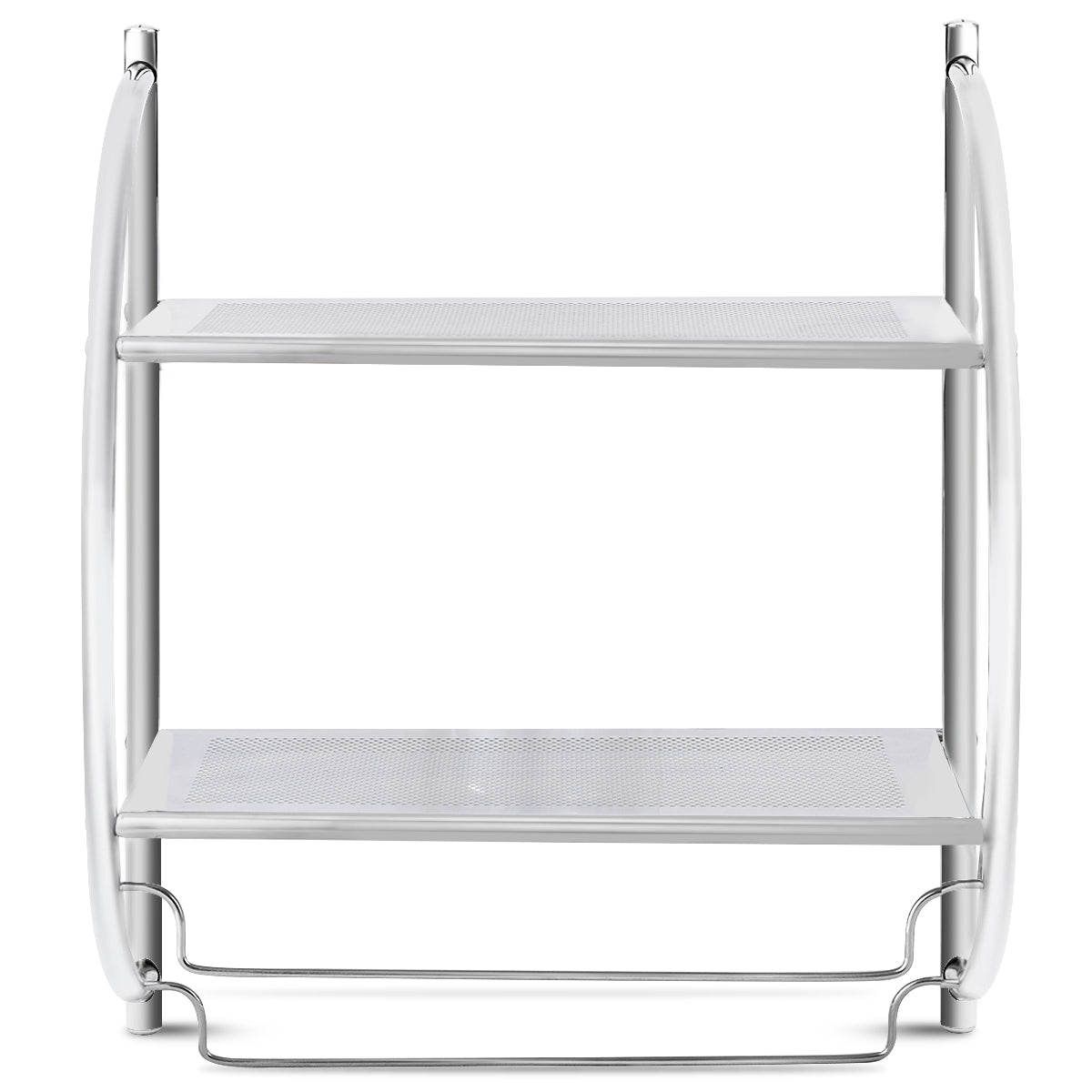 LIVSK Handdoekenrek - Wandmontage - 2 Planken - Roestbestendig IJzer - Modern Design - 45 x 25,5 x 55 cm - Zilverkleurig