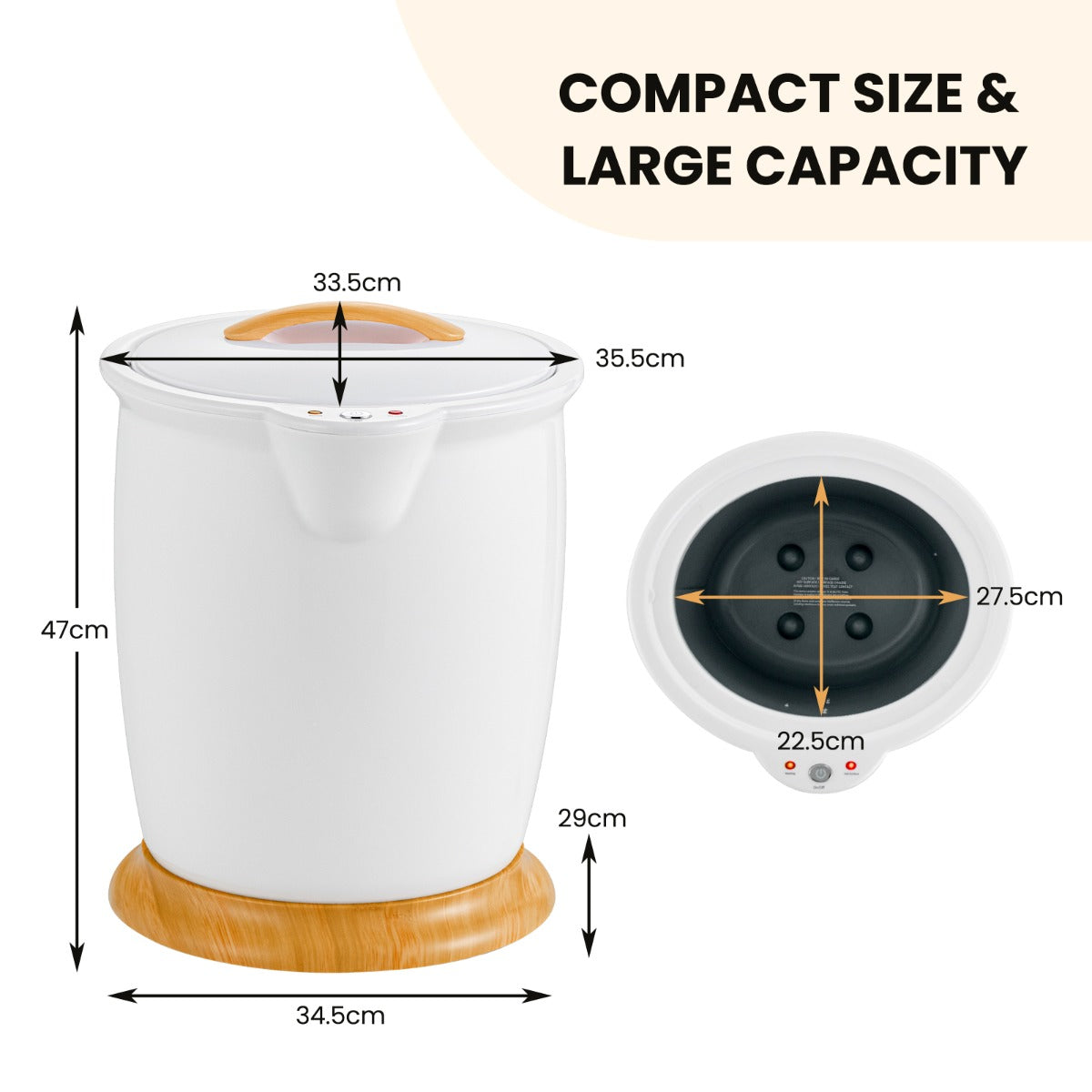 Livsk costway handdoekverwarmer emmer 20 l handdoekverwarmer met geurhouder draagbaar spa verwarmingsapparaat 1 1