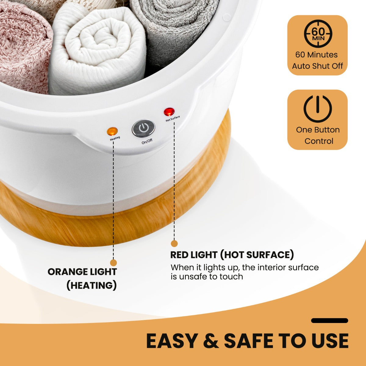 Livsk costway handdoekverwarmer emmer 20 l handdoekverwarmer met geurhouder draagbaar spa verwarmingsapparaat 6