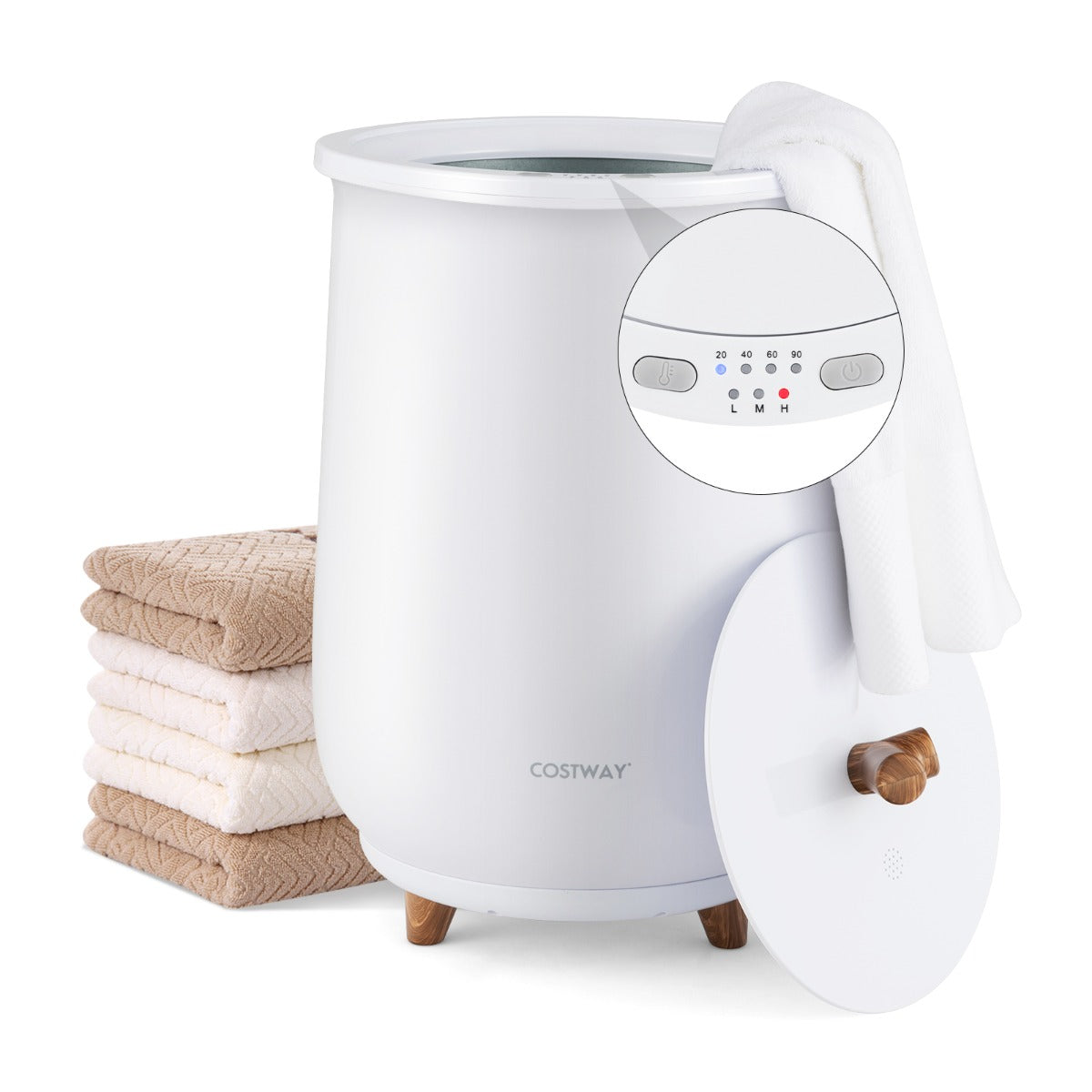 LIVSK Handdoekverwarmer Emmer 23 L - Snelle Verwarming met Timer - 3 Verwarmingsstanden - Veiligheidsfunctie - Wit