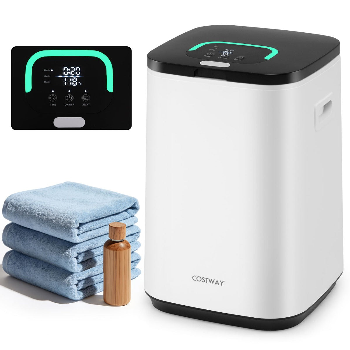 Livsk costway handdoekverwarmer luxe verwarmde emmer van 23 liter voor handdoeken met indicatielampje geschikt voor 3 handdoeken 1 3