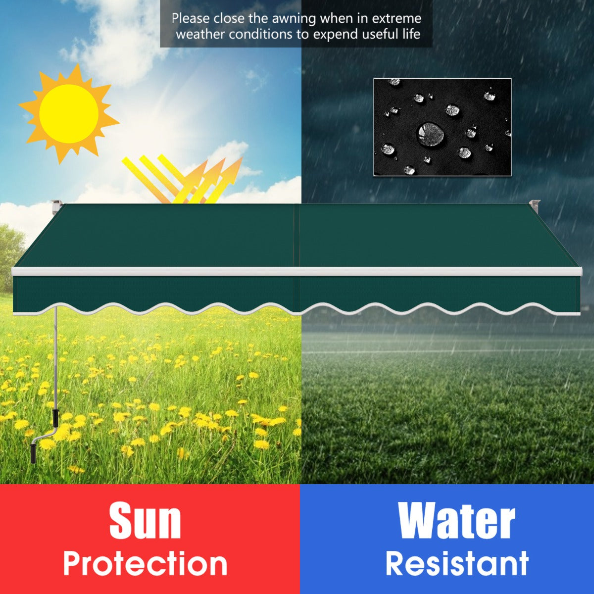 LIVSK Uitschuifbare Luifel - Verstelbare Hoek 40°-100° - Duurzaam Aluminium en Polyester - Eenvoudig te Installeren - 295 x 250