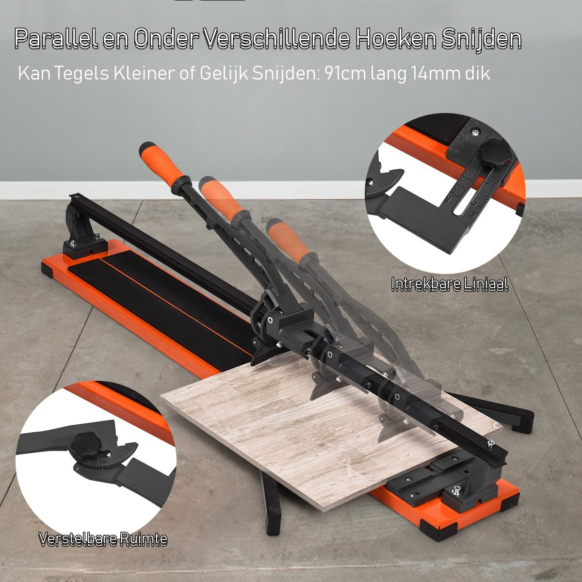Livsk costway handmatige tegelsnijder professionele tegelsnijder 110 x 25 x 18 cm oranje zwart 4