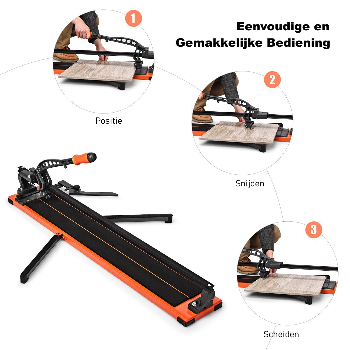 Livsk costway handmatige tegelsnijder professionele tegelsnijder 110 x 25 x 18 cm oranje zwart 6
