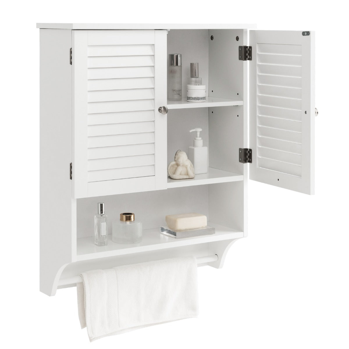 LIVSK Wandkast Badkamer - Verstelbare Plank - Waterbestendig MDF - Ruimtebesparend - 58 x 22 x 75 cm - Wit