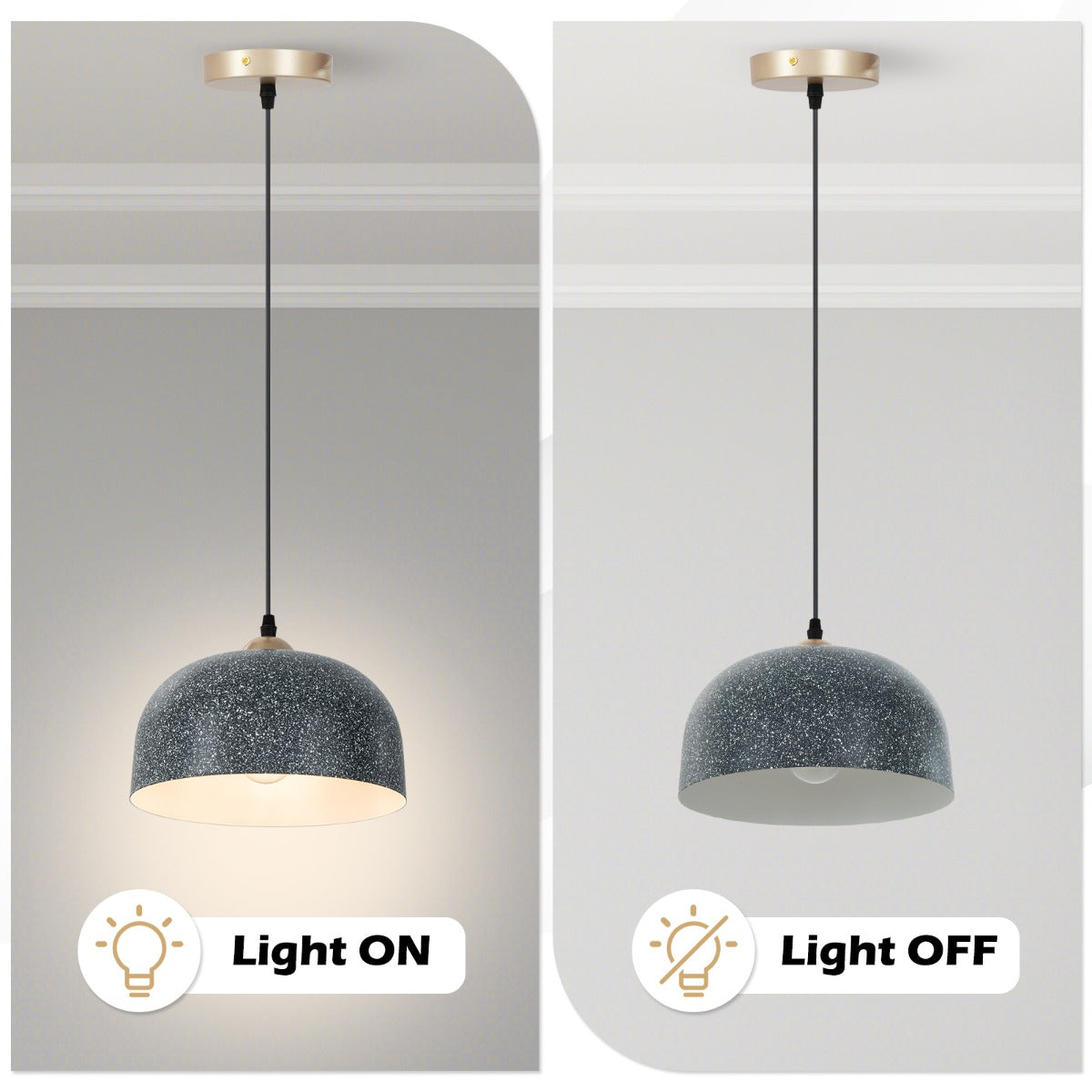 LIVSK Moderne Hanglamp - Verstelbare Ophangkabel 5-30 cm - E27 Lampvoet - Geschikt voor Schuine en Vlakke Plafonds - Grijs