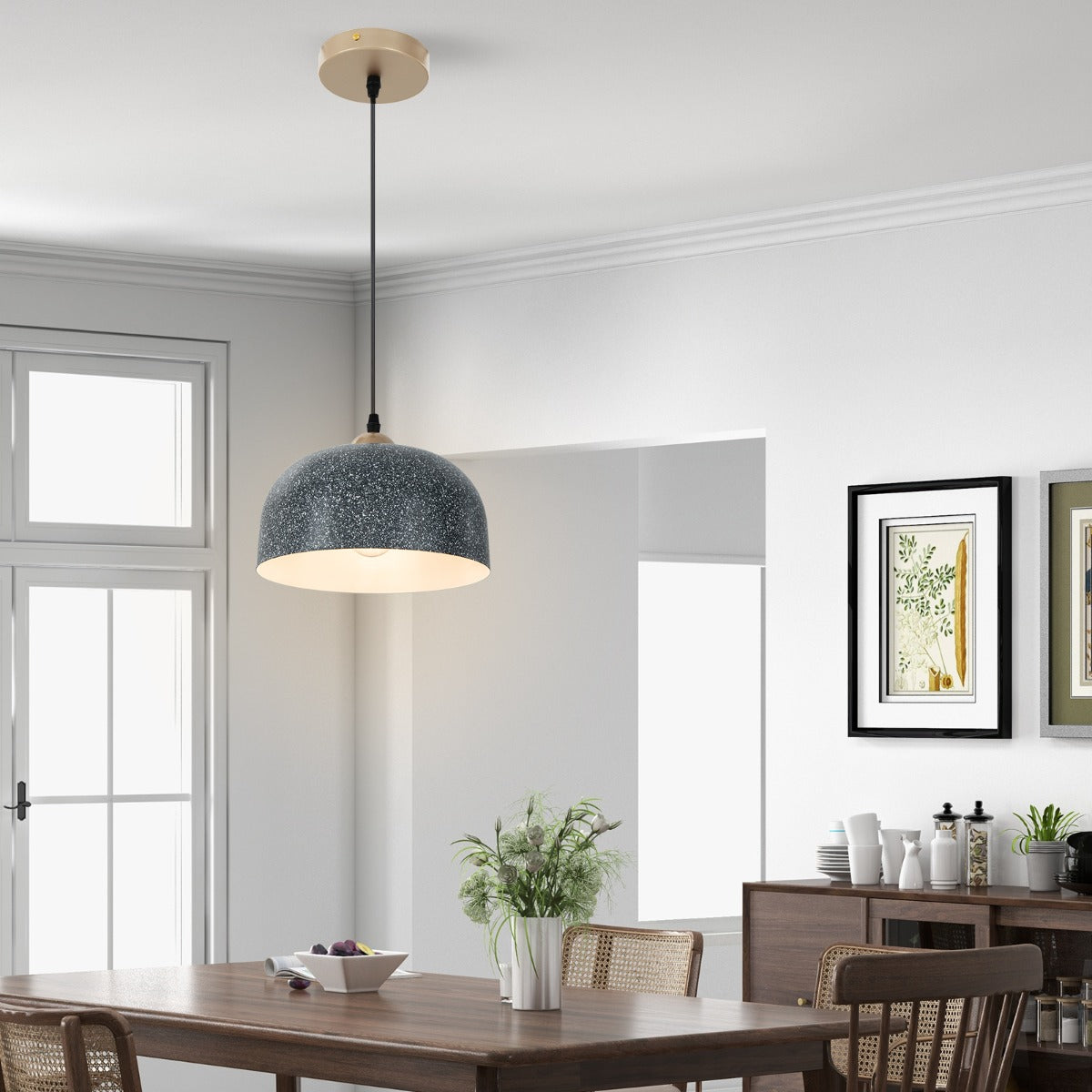 LIVSK Moderne Hanglamp - Verstelbare Ophangkabel 5-30 cm - E27 Lampvoet - Geschikt voor Schuine en Vlakke Plafonds - Grijs