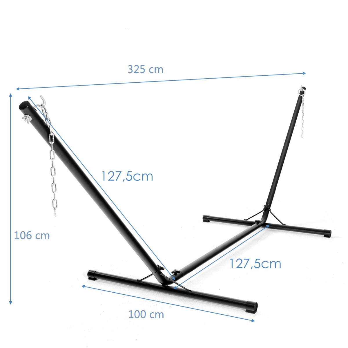 Livsk costway hangmat standaard metalen hangmat standaard tot 150kg hangmathouder zwart