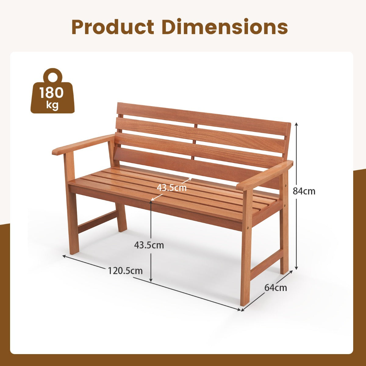 LIVSK Ergonomische Hardhouten Tuinbank - 102° Verstelbare Rugleuning - Ademend - Stabiel - Tot 180 kg - Natuurlijk