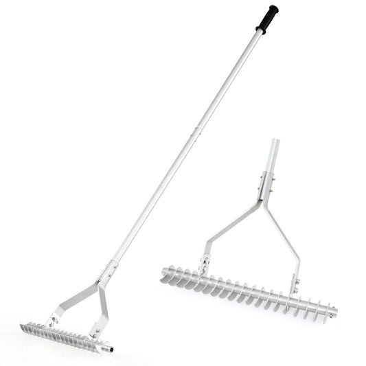 LIVSK Dubbelzijdige Verstelbare Tuinhark 50 cm - 25-60 graden - Ergonomisch Handvat - Roestbestendig Aluminium - Zilver