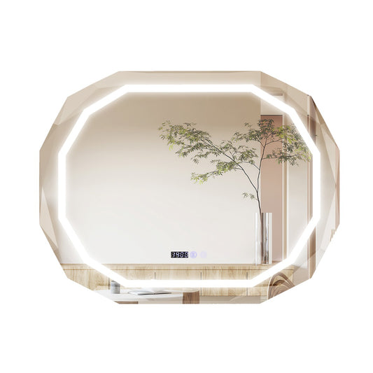 LIVSK Elliptische Wandspiegel met Ontwasemingsfunctie - 3 LED Verlichtingsstanden - Onbreekbaar - Geheugenfunctie - 91,5 x 71 x 5