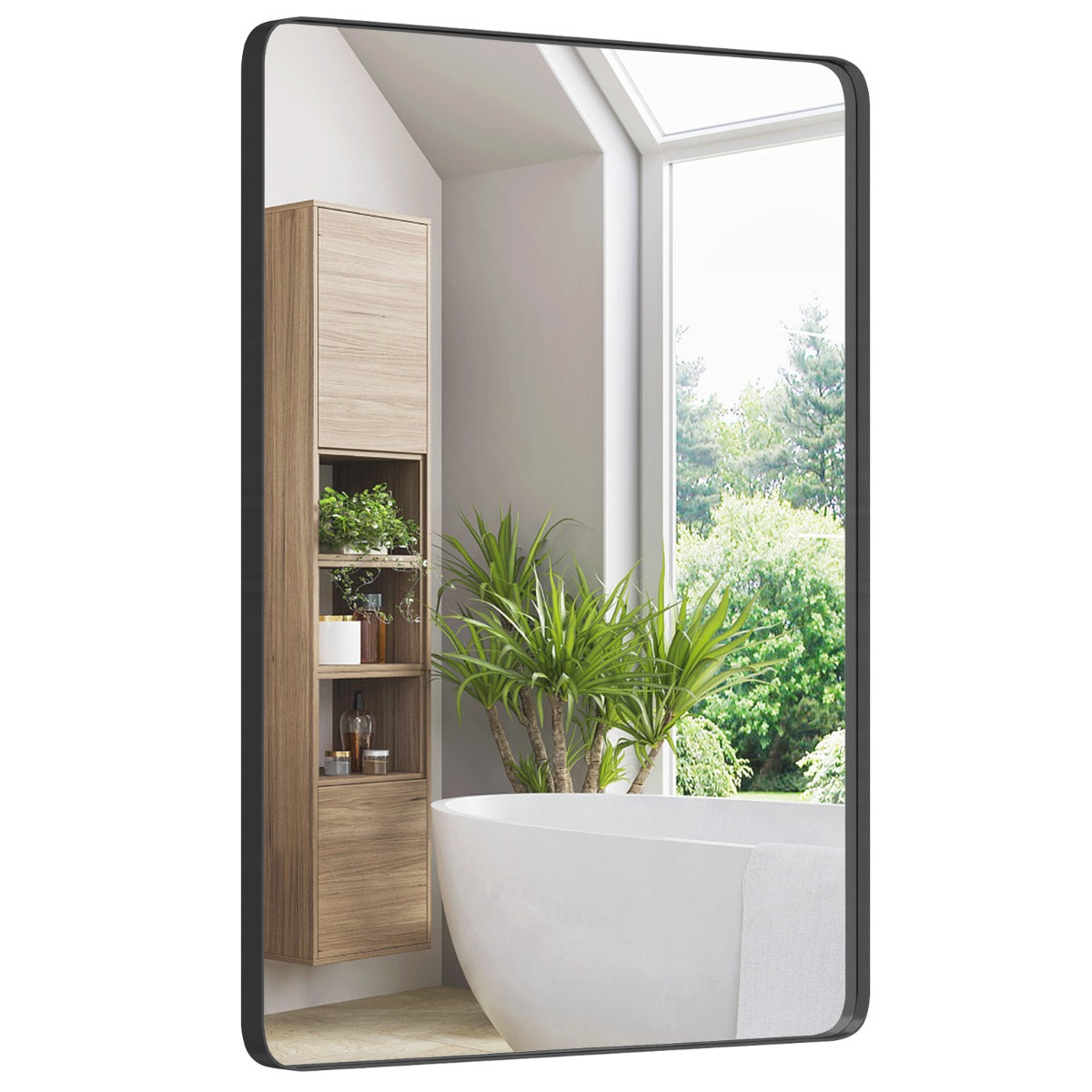 LIVSK Wandspiegel - Kristalheldere Reflectie - Flexibele Montage - Explosiebestendig Glas - Roestvrij Aluminium - 76 x 56 cm -