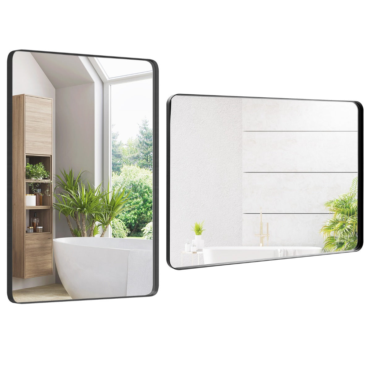 LIVSK Wandspiegel - Kristalheldere Reflectie - Flexibele Montage - Explosiebestendig Glas - Roestvrij Aluminium - 76 x 56 cm -
