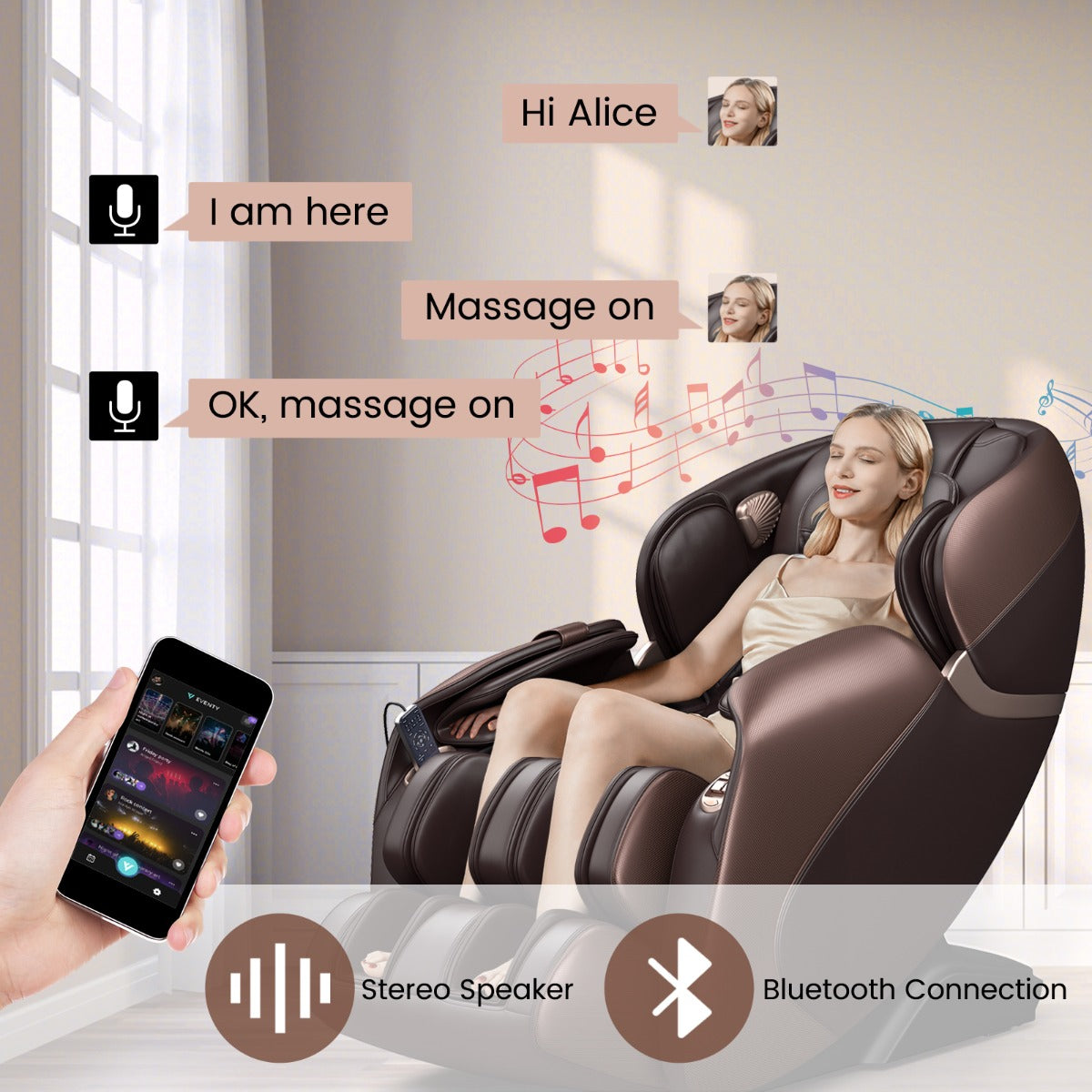 LIVSK Full-body Massagestoel - SL-spoor - 12 Modi - Verwarming - Bluetooth - Tot 150 kg - Bruin