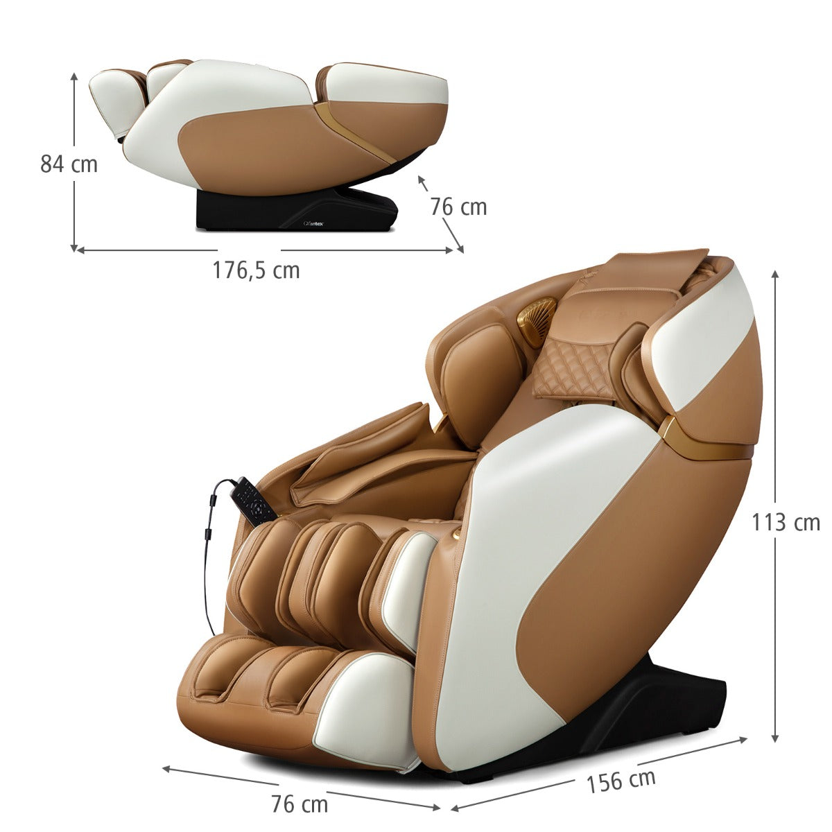LIVSK Volledige Lichaamsmassagestoel - SL-spoor - 12 Modi - Verwarming - Bluetooth - Max 150 kg - Lichtbruin