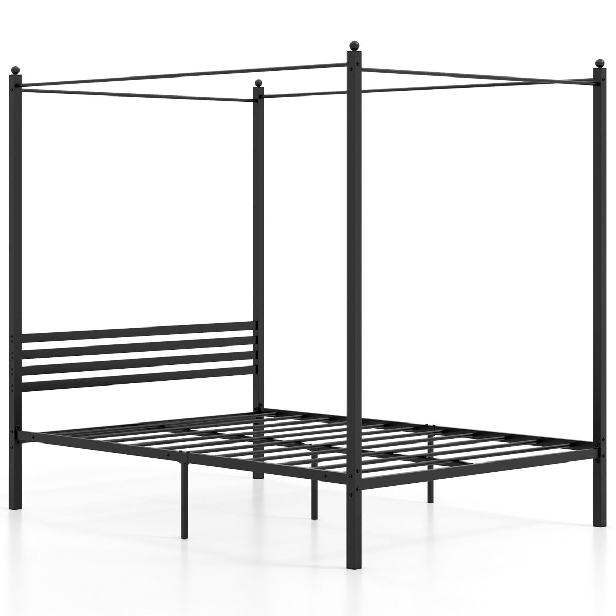 LIVSK Hemelbedframe met Lattenbodem - Sterke Constructie tot 300 kg - Inclusief Opbergruimte - Eenvoudige Montage - Zwart